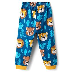 Babyhug Cotton Knit Half Sleeves Co-Ord Night Suit With Animal Print - Blue