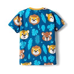 Babyhug Cotton Knit Half Sleeves Co-Ord Night Suit With Animal Print - Blue