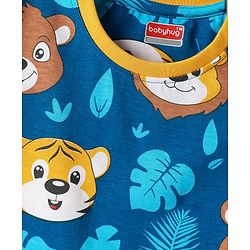 Babyhug Cotton Knit Half Sleeves Co-Ord Night Suit With Animal Print - Blue