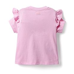 Babyhug Single Jersey Knit Half Sleeves Top & Shorts Set With Butterfly Embriodery - Pink
