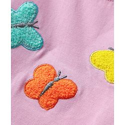 Babyhug Single Jersey Knit Half Sleeves Top & Shorts Set With Butterfly Embriodery - Pink