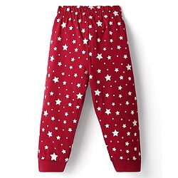 Babyhug Cotton Knit Half Sleeves Night Suit With Star Print - Red