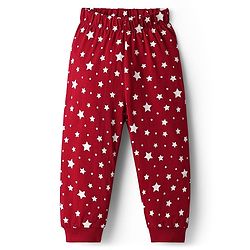 Babyhug Cotton Knit Half Sleeves Night Suit With Star Print - Red