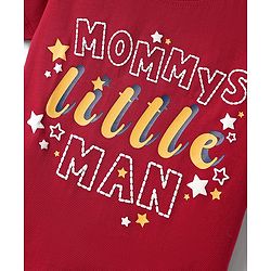 Babyhug Cotton Knit Half Sleeves Night Suit With Star Print - Red