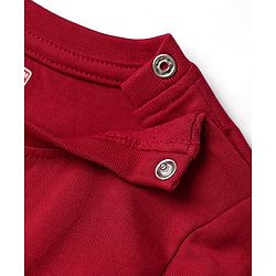 Babyhug Cotton Knit Half Sleeves Night Suit With Star Print - Red