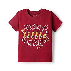 Babyhug Cotton Knit Half Sleeves Night Suit With Star Print - Red