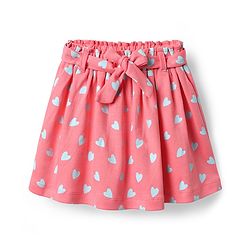 Babyhug Single Jersey Knit Half Sleeves Top & Skirt Set With Belt and Heart Print - Pink