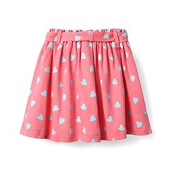 Babyhug Single Jersey Knit Half Sleeves Top & Skirt Set With Belt and Heart Print - Pink