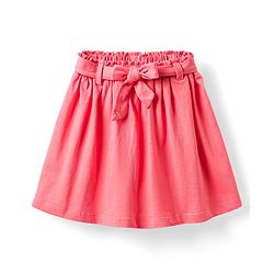 Babyhug Single Jersey Knit Half Sleeves Top & Skirt Set with Belt & Bear Print - Pink