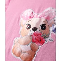 Babyhug Single Jersey Knit Half Sleeves Top & Skirt Set with Belt & Bear Print - Pink
