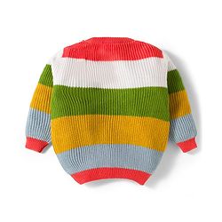 Babyhug Knit Full Sleeves Striped Sweater Set with Stripes - Multicolor