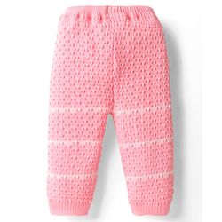 Babyhug Knit Full Raglan Sleeves Front Open Hooded Sweater Set with Booties & Stripes - Pink