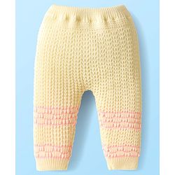 Babyhug Knit Full Sleeves Front Open Sweater Set with Stripe Designed Cap & Booties - Pink & White
