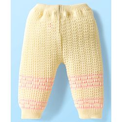 Babyhug Knit Full Sleeves Front Open Sweater Set with Stripe Designed Cap & Booties - Pink & White