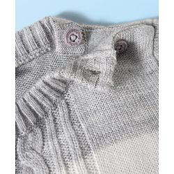 Babyhug Knit Full Sleeves Sweater Set with Stripes & Cable Knit Design - Grey & Light Blue