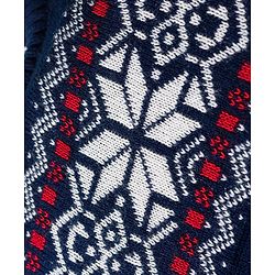 Babyhug Knit Full Sleeves Pullover Sweater & Pant Set with Fair Isle Design - Navy Blue