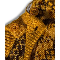 Babyhug Knit Full Sleeves Pullover Sweater & Pant Set with Fair Isle Design - Mustard & Brown