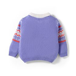 Babyhug Knit Full Sleeves Sweater Set with Design - Lavender