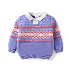 Babyhug Knit Full Sleeves Sweater Set with Design - Lavender