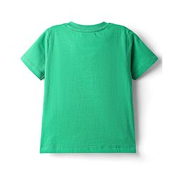 Babyhug Cotton Knit Half Sleeves Night Suit With Text & Animal Print - Green & Navy Blue
