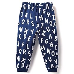 Babyhug Cotton Knit Half Sleeves Night Suit With Text & Animal Print - Green & Navy Blue