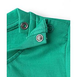 Babyhug Cotton Knit Half Sleeves Night Suit With Text & Animal Print - Green & Navy Blue