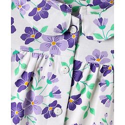 Babyhug Cotton Knit Front Open Half Sleeves Co-ords Night Suit With Floral Print - Blue