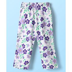 Babyhug Cotton Knit Front Open Half Sleeves Co-ords Night Suit With Floral Print - Blue