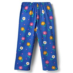 Babyhug 100% Cotton Knit Half Sleeves Co-ords Front Open Night Suit With Floral Print - Blue