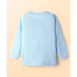 Babyhug Cotton Knit Full Sleeves Night Suit With Zebra Print - Light Blue