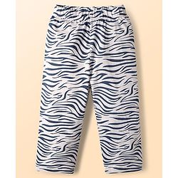 Babyhug Cotton Knit Full Sleeves Night Suit With Zebra Print - Light Blue