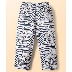 Babyhug Cotton Knit Full Sleeves Night Suit With Zebra Print - Light Blue