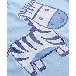 Babyhug Cotton Knit Full Sleeves Night Suit With Zebra Print - Light Blue