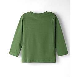 Babyhug Cotton Knit Full Sleeves Night Suit With Stripes & Animal Print - Olive Green & Yellow