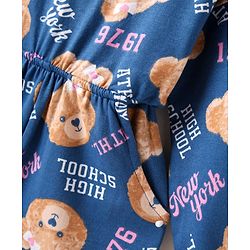 Babyhug Cotton Knit Full Sleeves Jumpsuit with Bear Print - Blue