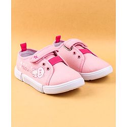 Cute Walk by Babyhug Casual Shoes with Velcro Closure & Kitty Print - Pink