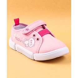 Cute Walk by Babyhug Casual Shoes with Velcro Closure & Kitty Print - Pink