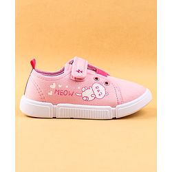 Cute Walk by Babyhug Casual Shoes with Velcro Closure & Kitty Print - Pink