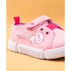 Cute Walk by Babyhug Casual Shoes with Velcro Closure & Kitty Print - Pink