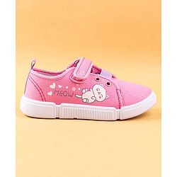 Cute Walk by Babyhug Casual Shoes with Velcro Closure & Kitty Print - Pink