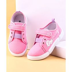 Cute Walk by Babyhug Casual Shoes with Velcro Closure & Kitty Print - Pink