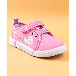 Cute Walk by Babyhug Casual Shoes with Velcro Closure & Kitty Print - Pink