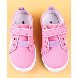 Cute Walk by Babyhug Casual Shoes with Velcro Closure & Kitty Print - Pink