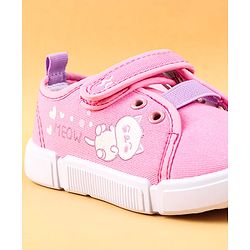 Cute Walk by Babyhug Casual Shoes with Velcro Closure & Kitty Print - Pink