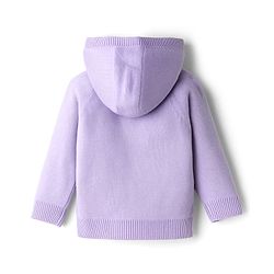Babyhug Knitted Full Raglan Sleeves Hooded Front Open Sweater With Bunny Pockets - Lilac
