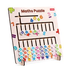 Babyhug Wooden Maths Puzzle Board for Kids| Learn Counting, Number Tracing & Matching| Montessori-Inspired Educational Toy| Early Brain Development| Motor Skills| Gift for Boys & Girls