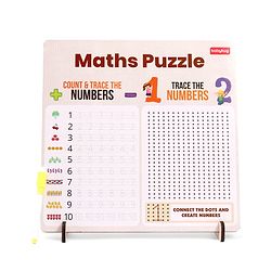 Babyhug Wooden Maths Puzzle Board for Kids| Learn Counting, Number Tracing & Matching| Montessori-Inspired Educational Toy| Early Brain Development| Motor Skills| Gift for Boys & Girls