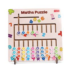 Babyhug Wooden Maths Puzzle Board for Kids| Learn Counting, Number Tracing & Matching| Montessori-Inspired Educational Toy| Early Brain Development| Motor Skills| Gift for Boys & Girls