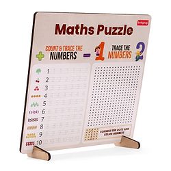 Babyhug Wooden Maths Puzzle Board for Kids| Learn Counting, Number Tracing & Matching| Montessori-Inspired Educational Toy| Early Brain Development| Motor Skills| Gift for Boys & Girls