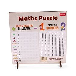 Babyhug Wooden Maths Puzzle Board for Kids| Learn Counting, Number Tracing & Matching| Montessori-Inspired Educational Toy| Early Brain Development| Motor Skills| Gift for Boys & Girls